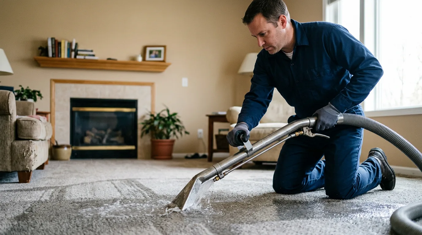 Water damage restoration technician working near Benedicta, ME